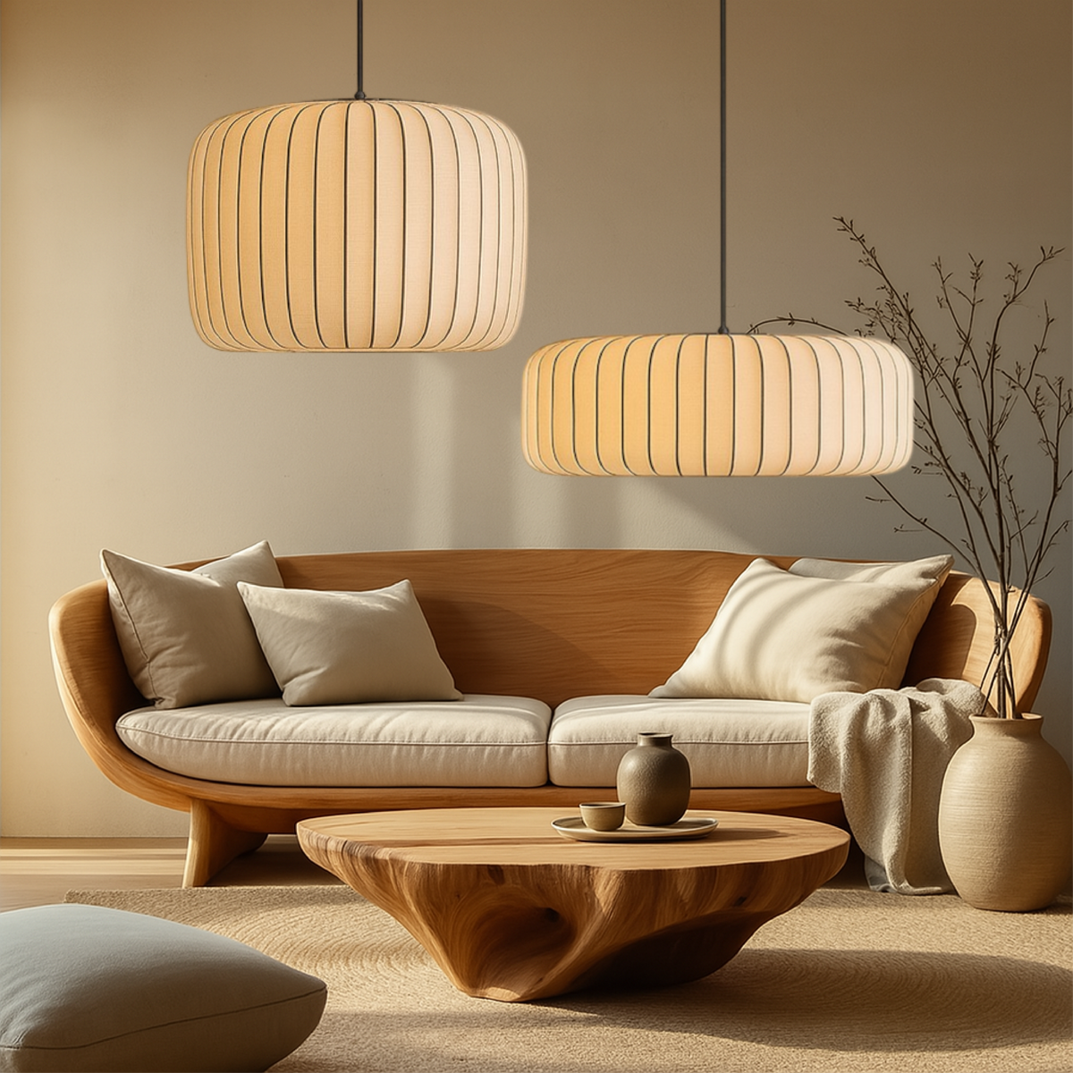 Lampe Suspendue en Soie - Élégance Contemporaine et Réglable