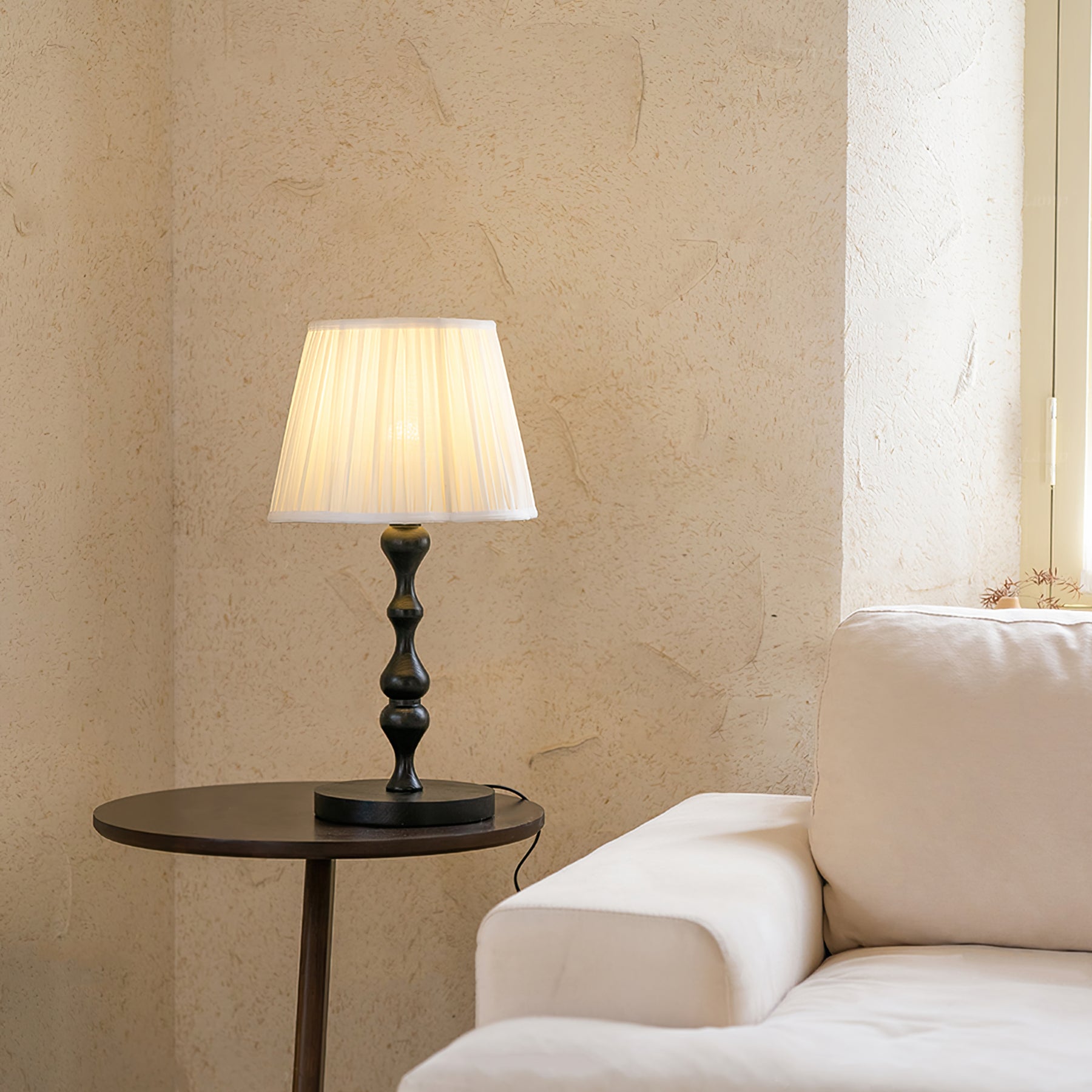 Lampe d'Accent en Bois et Tissu - Éclairage Doux et Ambiance Chaleureuse