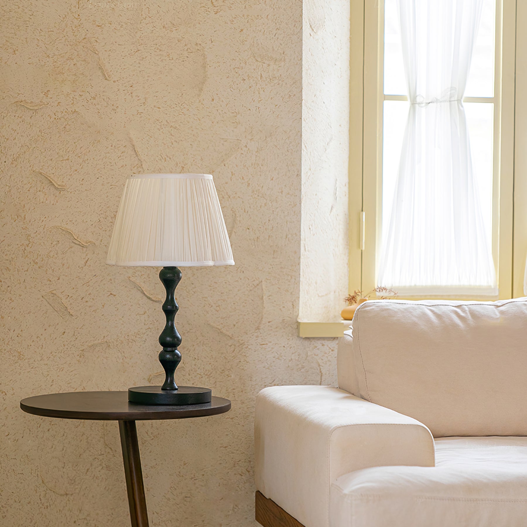 Lampe d'Accent en Bois et Tissu - Éclairage Doux et Ambiance Chaleureuse