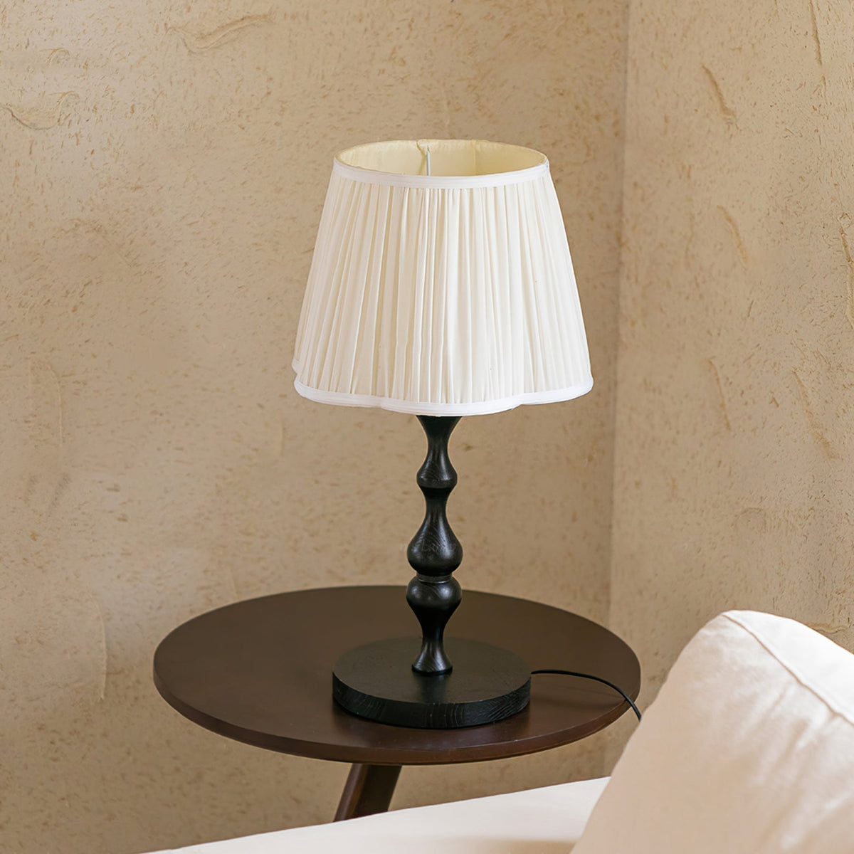 Lampe d'Accent en Bois et Tissu - Éclairage Doux et Ambiance Chaleureuse