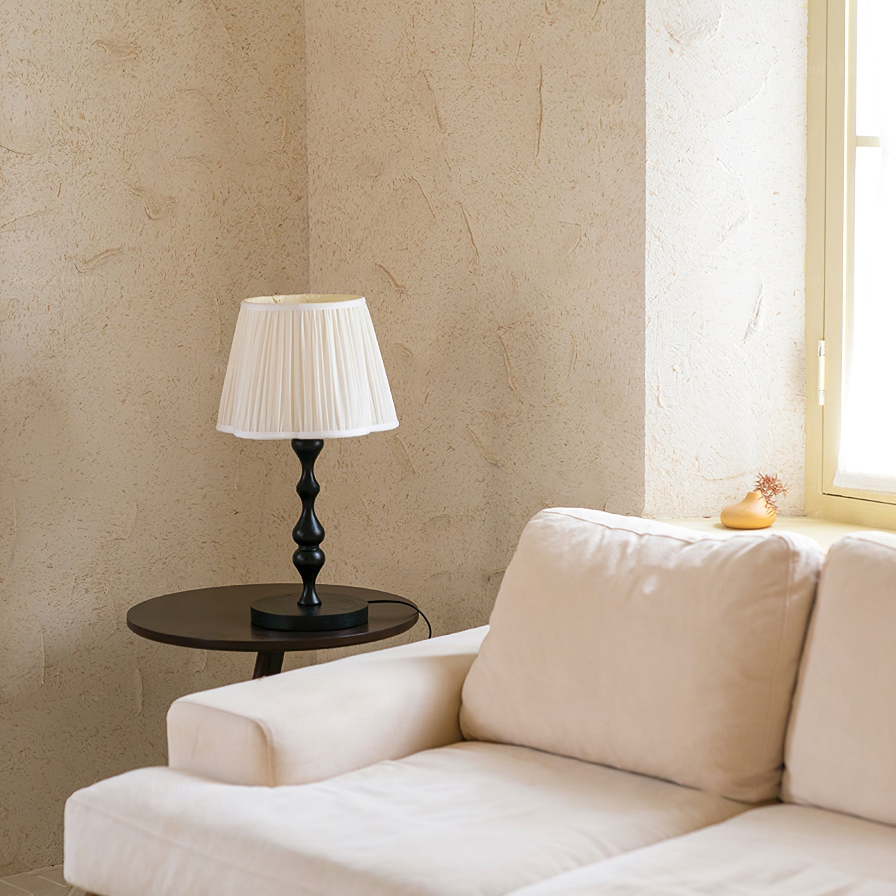 Lampe d'Accent en Bois et Tissu - Éclairage Doux et Ambiance Chaleureuse