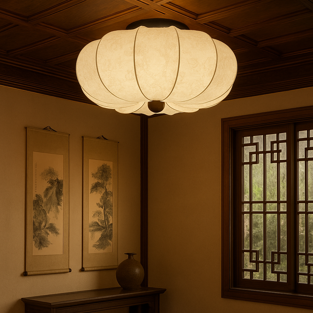 Lampe de Plafond Médiévale en Soie - Élégante et Accueillante pour Votre Intérieur