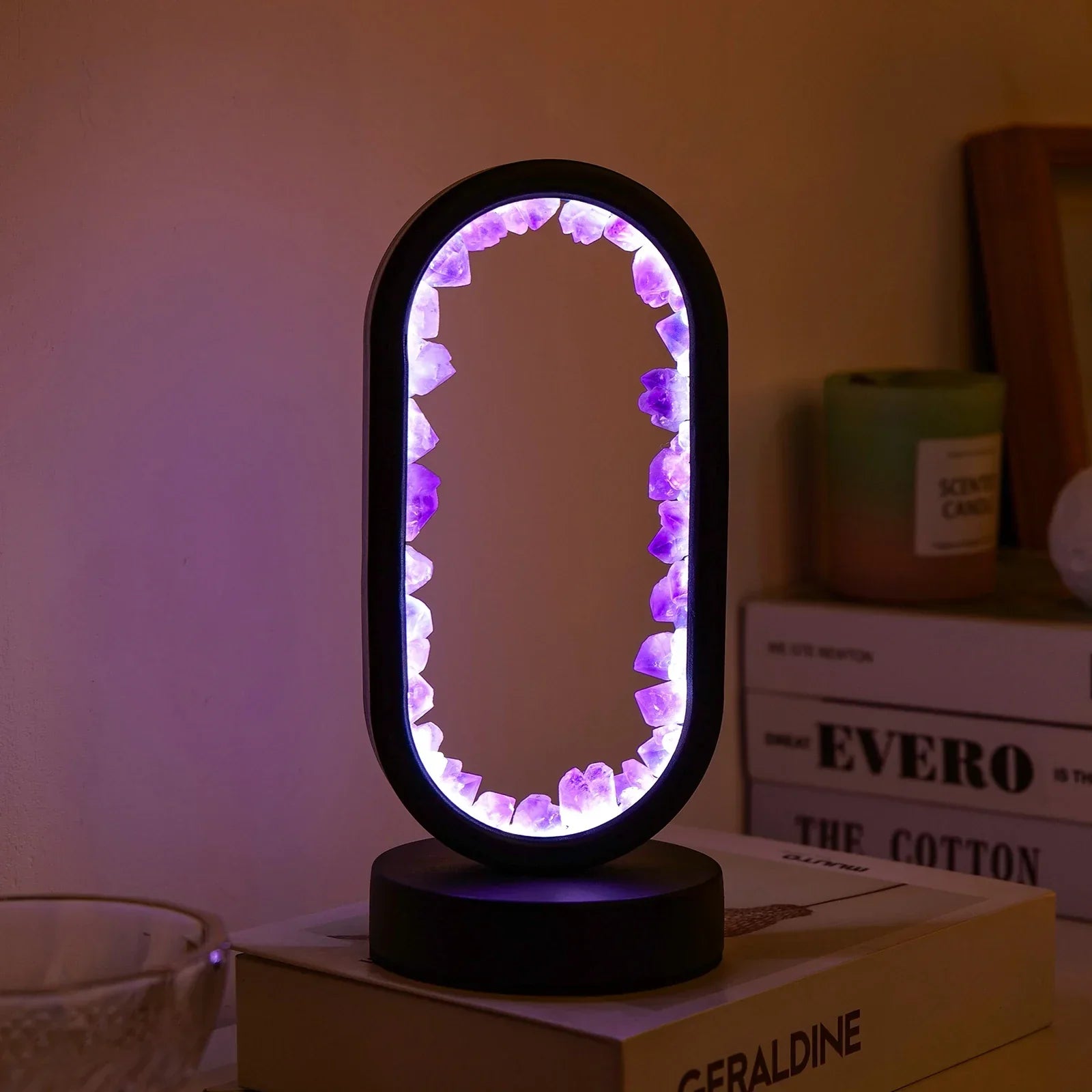 Lampe en Améthyste Naturelle - Lueur Apaisante pour Espaces Tranquilles