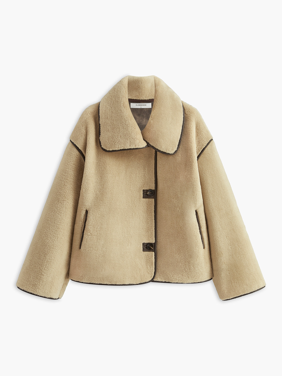 Manteau Long en Minky - Chaud et Élégant avec Piping Contrasté