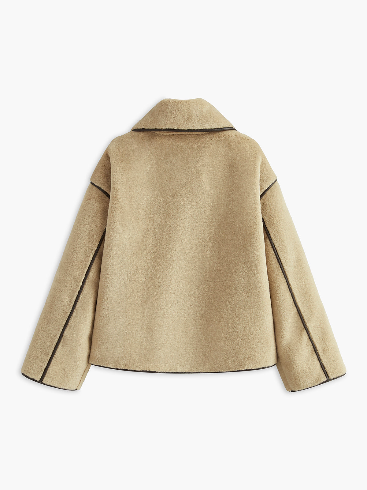 Manteau Long en Minky - Chaud et Élégant avec Piping Contrasté