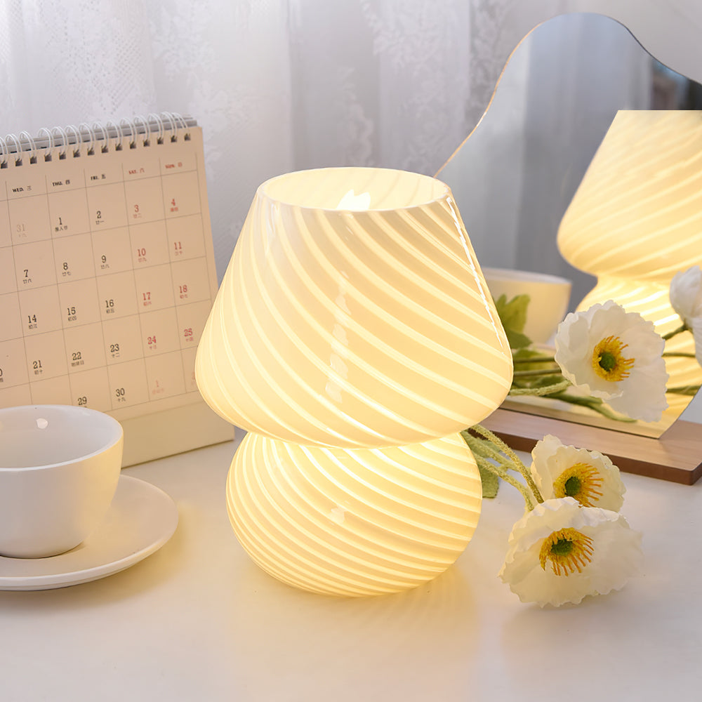 Lampe de Table en Verre Fait Main - Design Vintage et Lueur Douce