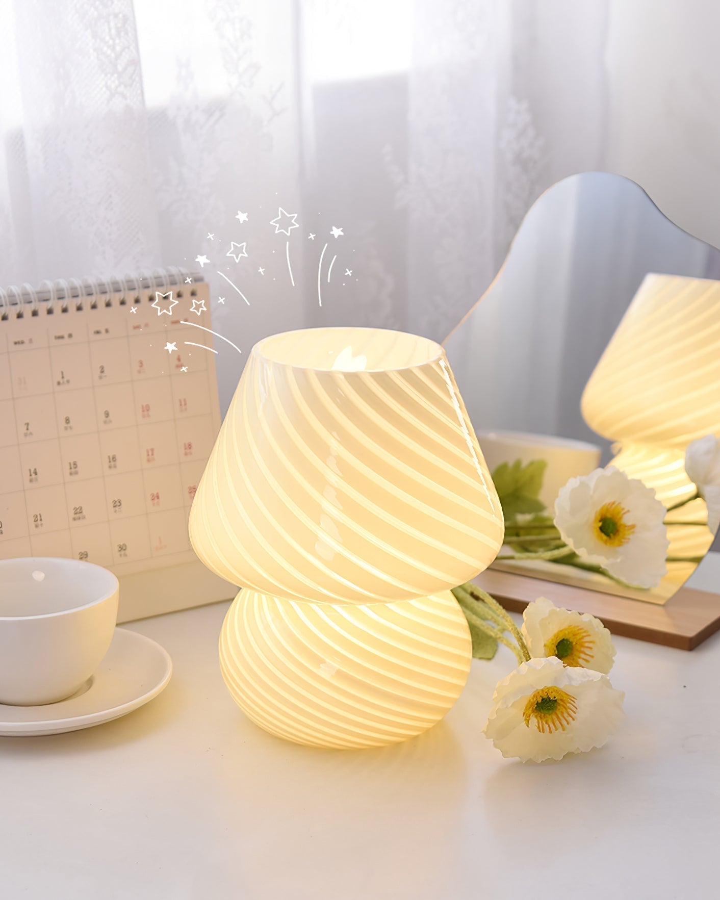 Lampe de Table en Verre Fait Main - Design Vintage et Lueur Douce