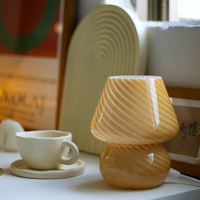 Lampe de Table en Verre Fait Main - Design Vintage et Lueur Douce