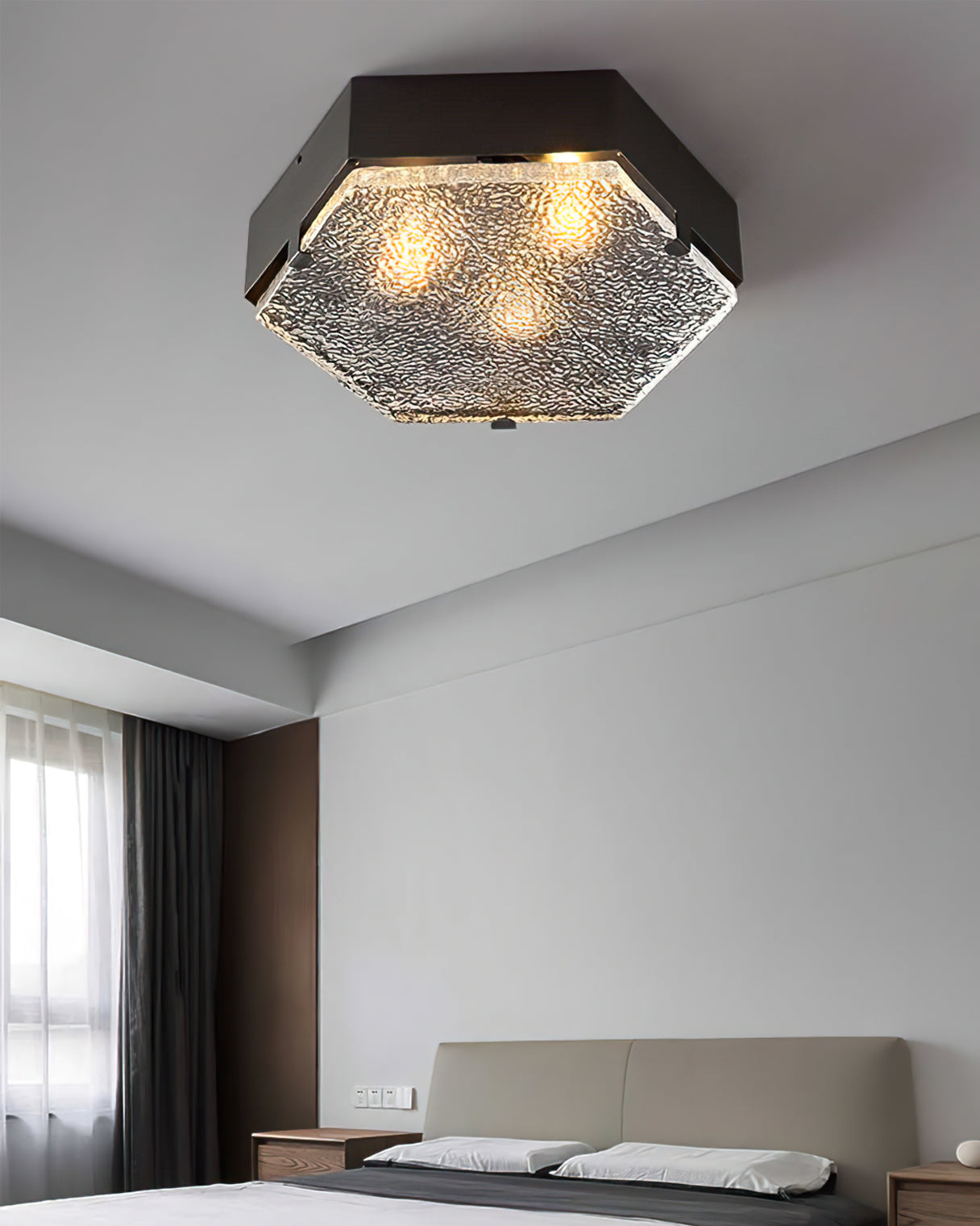 Lampe de Plafond Géométrique en Verre - Design Élégant et Contemporain