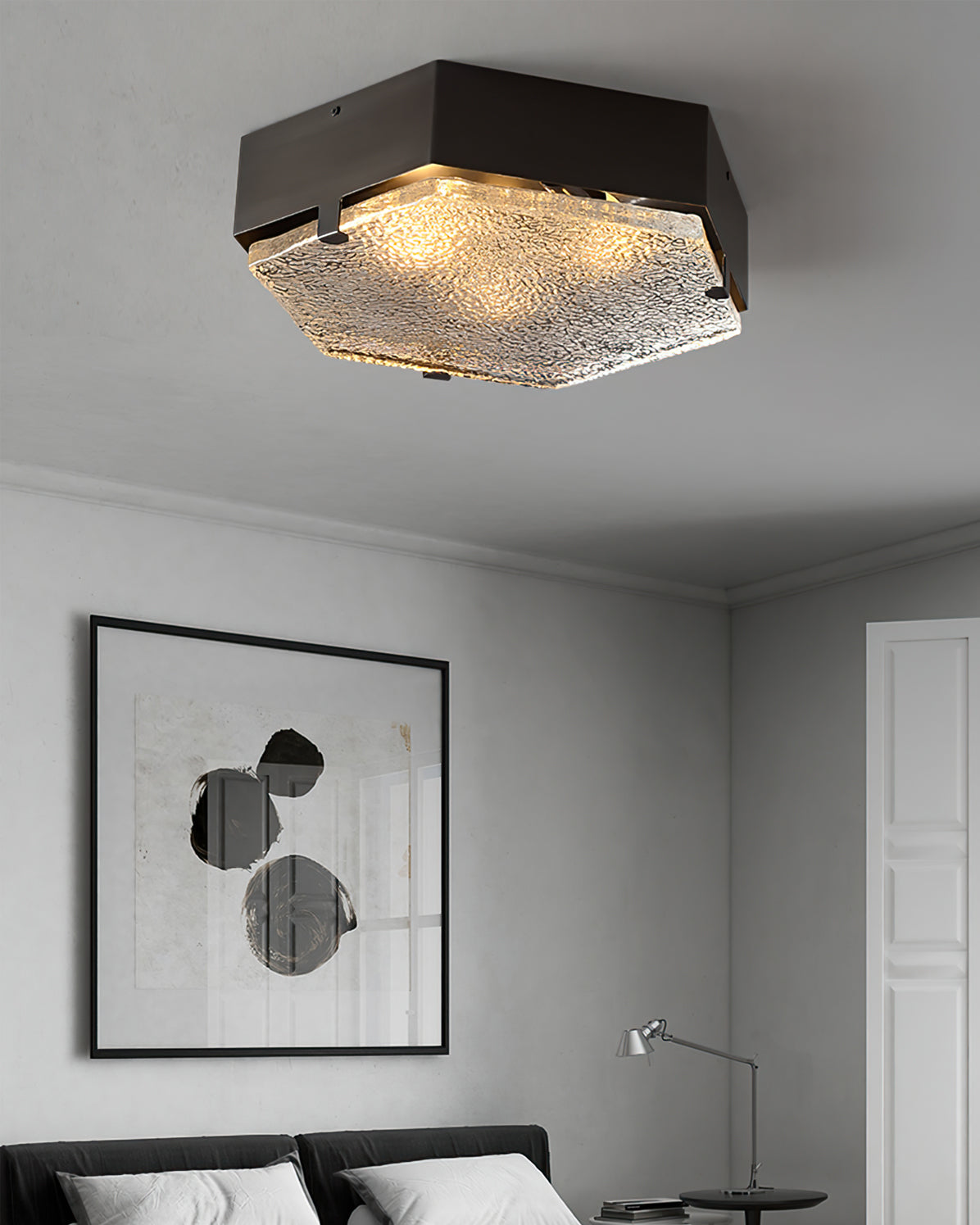 Lampe de Plafond Géométrique en Verre - Design Élégant et Contemporain