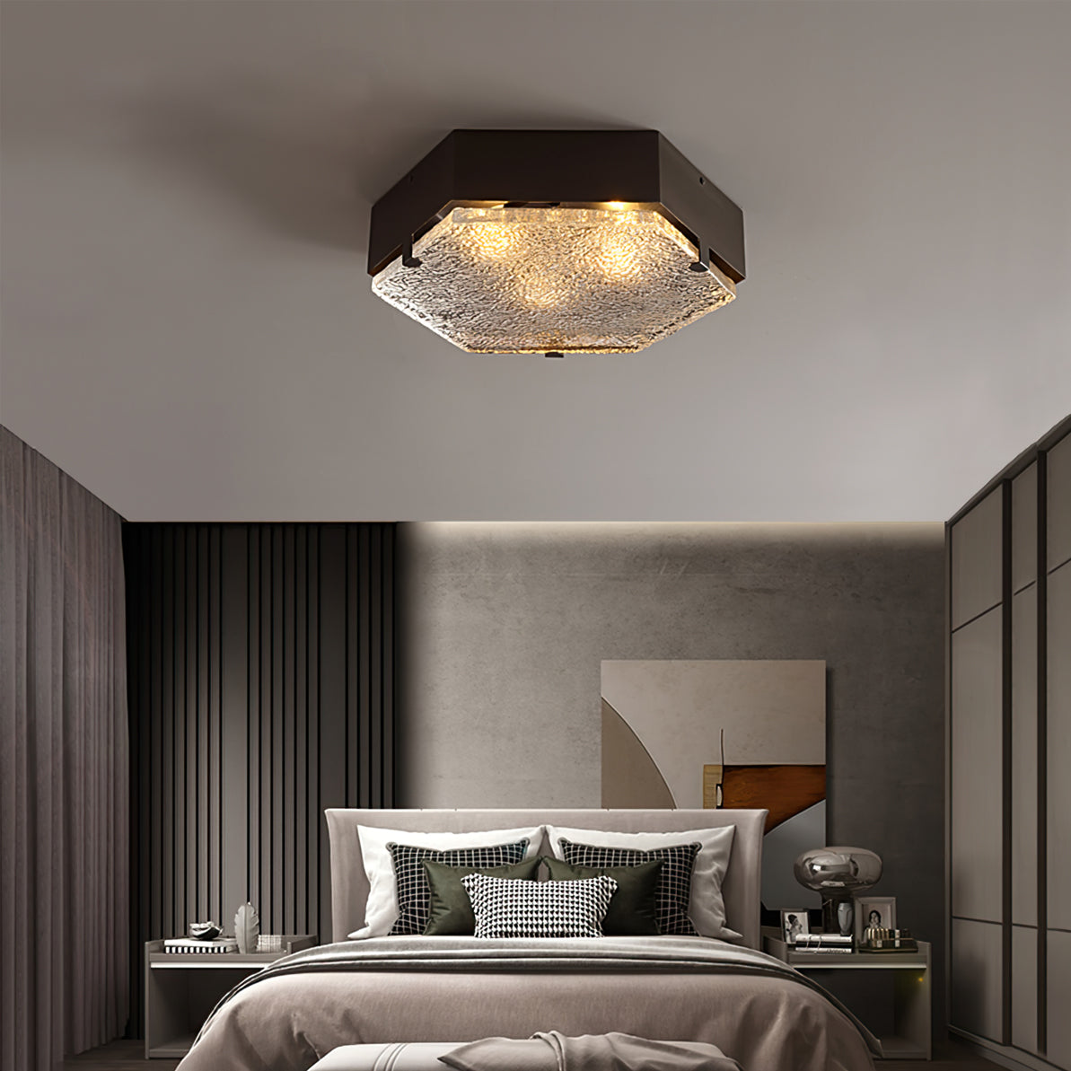 Lampe de Plafond Géométrique en Verre - Design Élégant et Contemporain