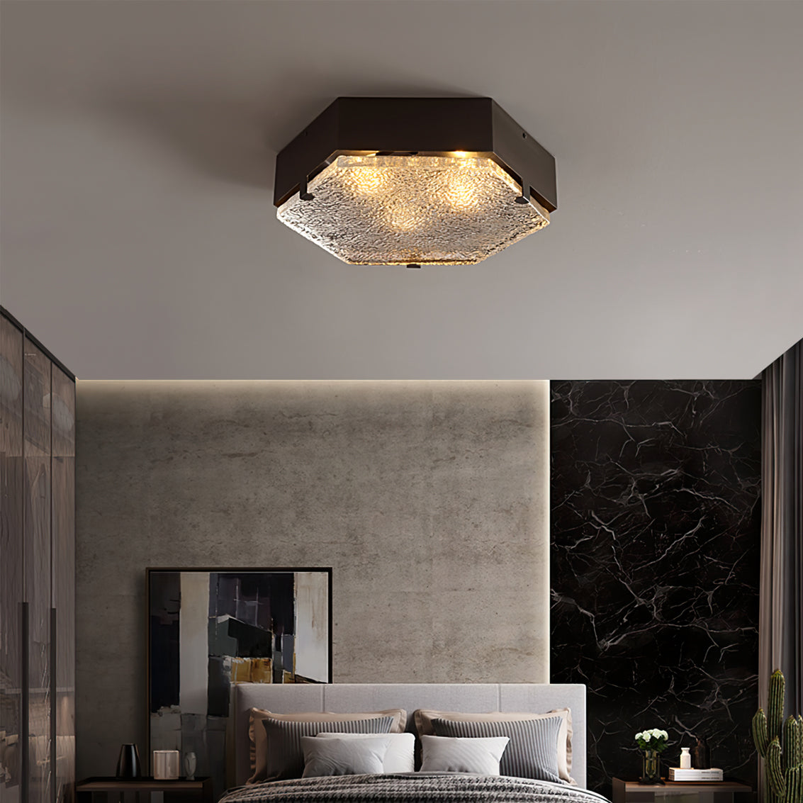 Lampe de Plafond Géométrique en Verre - Design Élégant et Contemporain