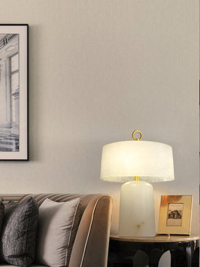 Lampe de Table Vintage en Albâtre - Design Élégant et Lumière Douce