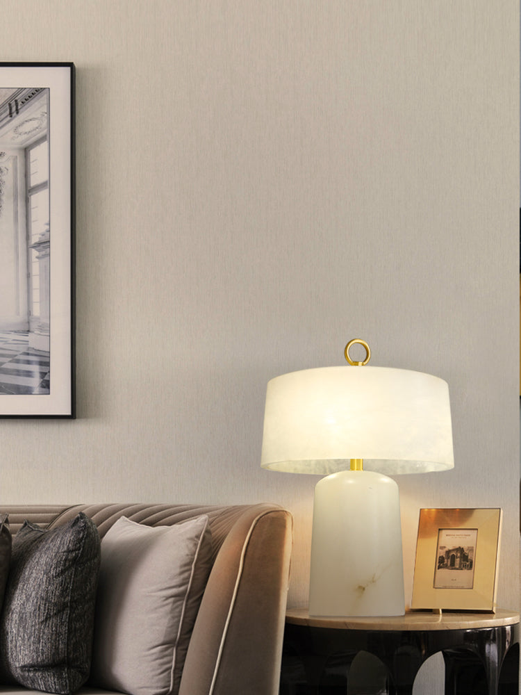 Lampe de Table Vintage en Albâtre - Design Élégant et Lumière Douce
