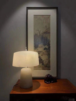 Lampe de Table Vintage en Albâtre - Design Élégant et Lumière Douce