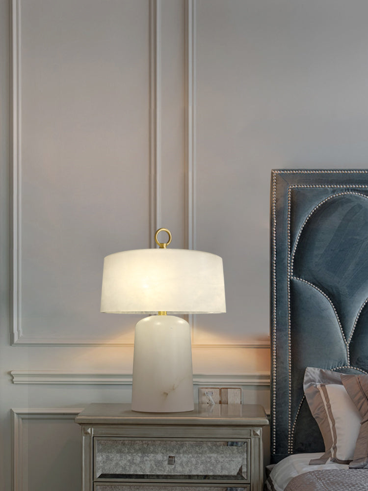 Lampe de Table Vintage en Albâtre - Design Élégant et Lumière Douce