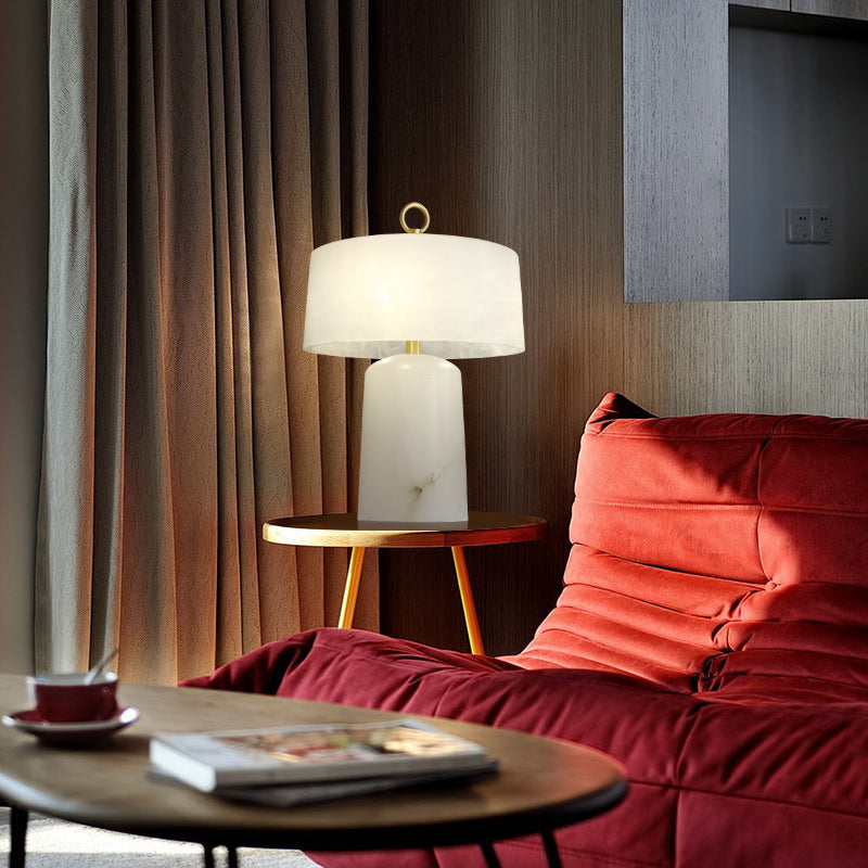 Lampe de Table Vintage en Albâtre - Design Élégant et Lumière Douce