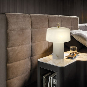 Lampe de Table Vintage en Albâtre - Design Élégant et Lumière Douce