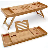 Plateau de Baignoire en Bambou - Design Ajustable et Multi-Compartiments