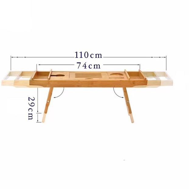 Plateau de Baignoire en Bambou - Design Ajustable et Multi-Compartiments