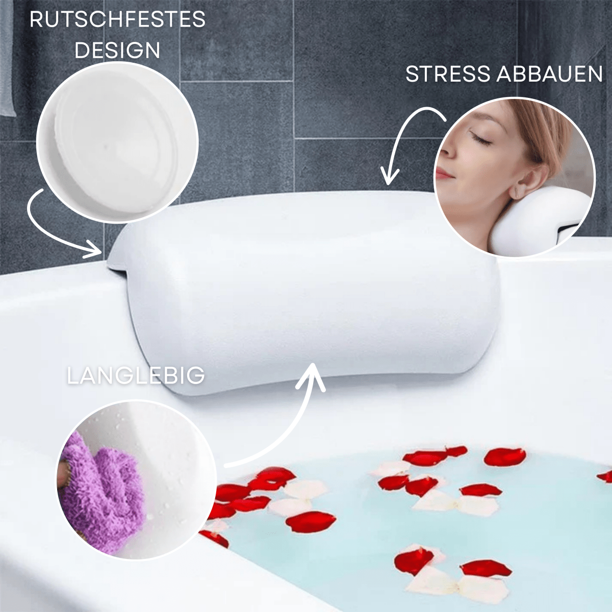 Coussin de Bain Ergonomique Antidérapant | Soutien Optimal pour Détente et Relaxation