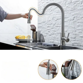 Robinet de Cuisine à Capteur | Acier Inoxydable avec Bec Rétractable