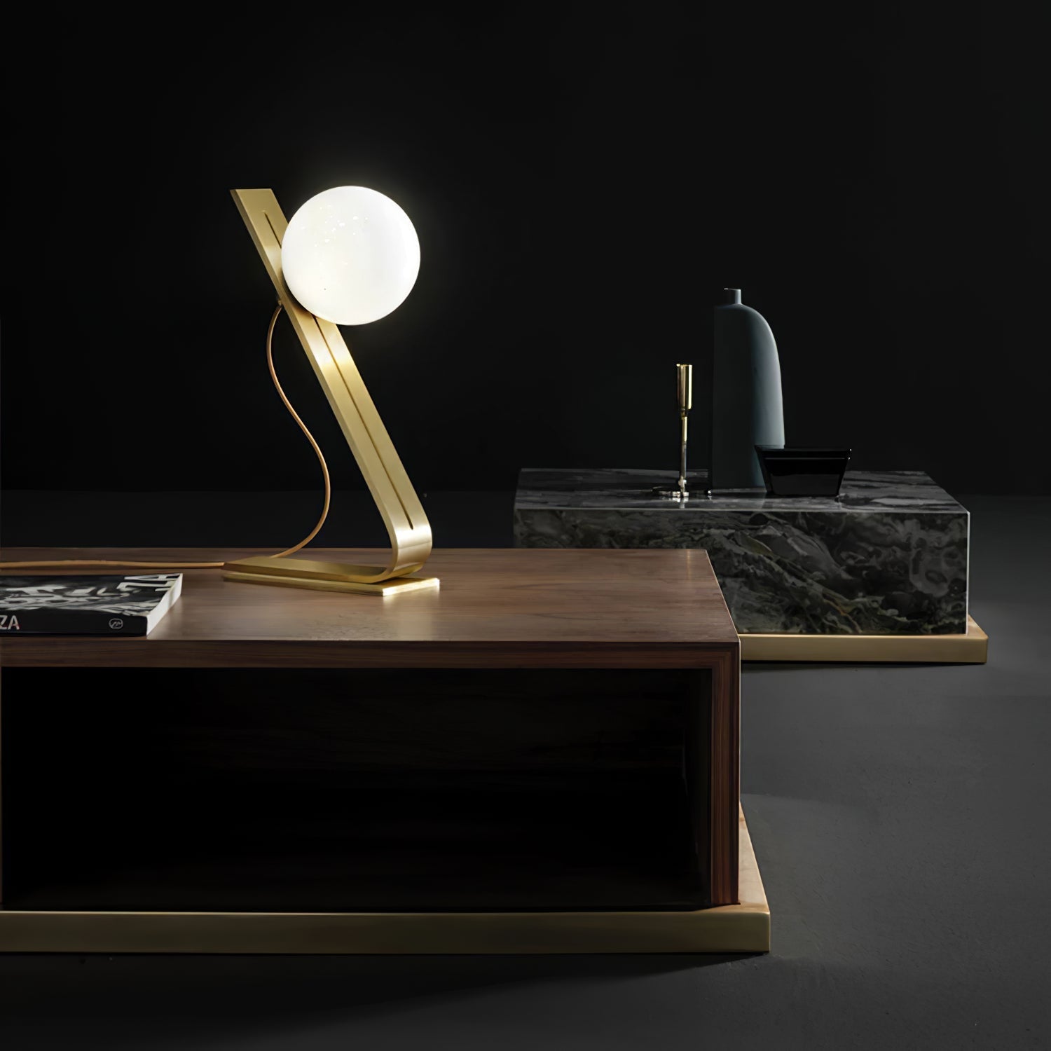 Lampe de Bureau en Laiton et Verre - Élégance et Lumière Ambiante chaleureuse