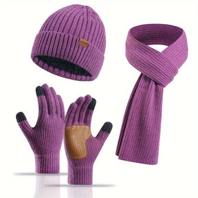 Ensemble d'accessoires d'hiver tricotés - Confort et Style pour Activités Extérieures