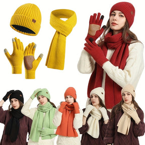 Ensemble d'accessoires d'hiver tricotés - Confort et Style pour Activités Extérieures