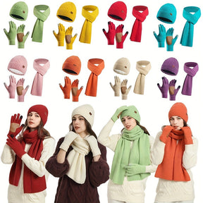 Ensemble d'accessoires d'hiver tricotés - Confort et Style pour Activités Extérieures
