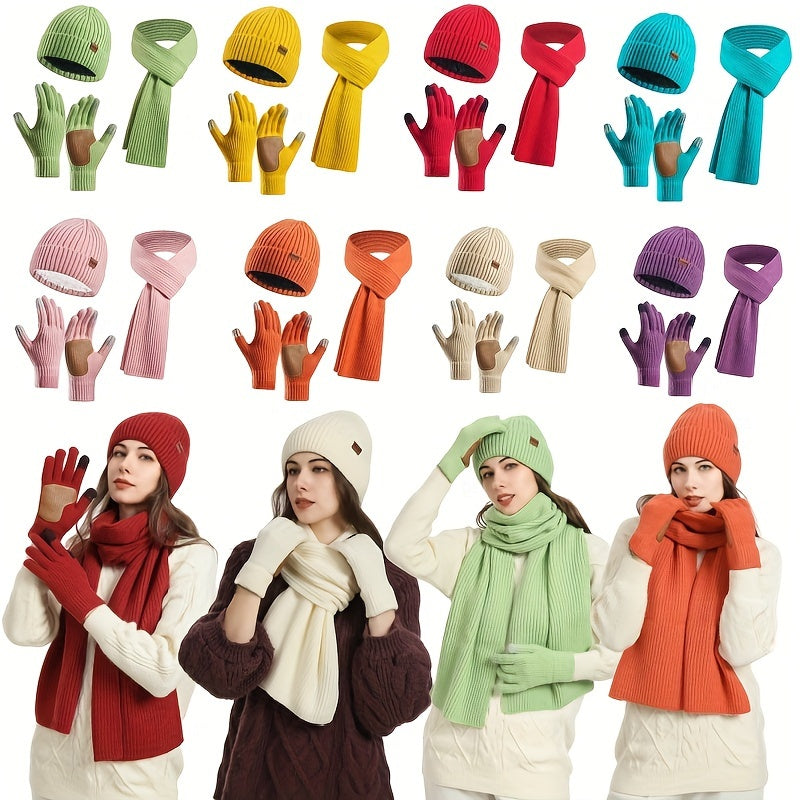 Ensemble d'accessoires d'hiver tricotés - Confort et Style pour Activités Extérieures