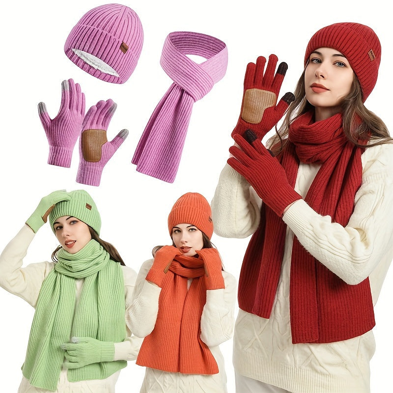 Ensemble d'accessoires d'hiver tricotés - Confort et Style pour Activités Extérieures