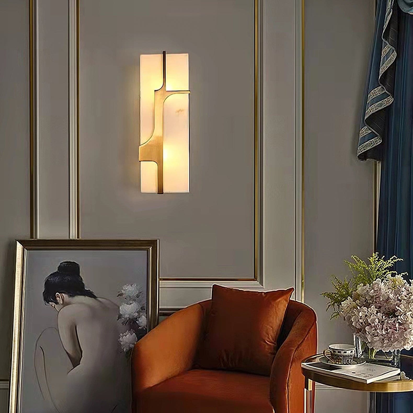 Applique Murale Art Déco en Marbre - Élégance Luxueuse et Durable