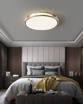 Éclairage de Plafond Luxe - Verre Clair et Finition Dorée