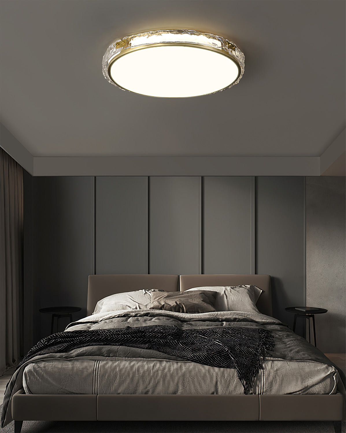 Éclairage de Plafond Luxe - Verre Clair et Finition Dorée