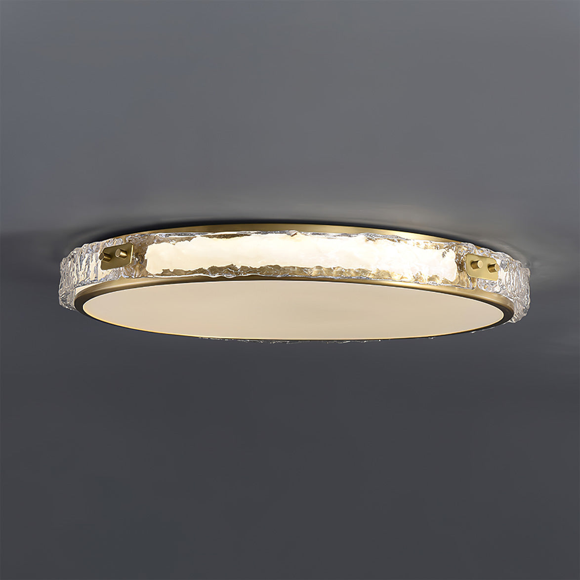 Éclairage de Plafond Luxe - Verre Clair et Finition Dorée
