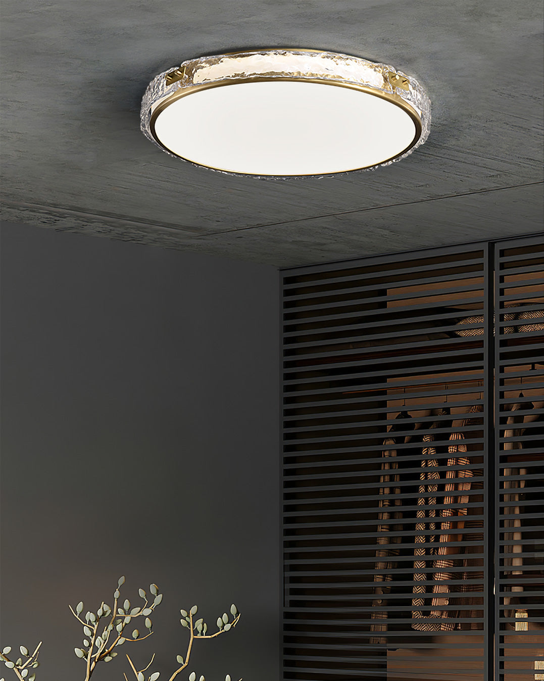 Éclairage de Plafond Luxe - Verre Clair et Finition Dorée