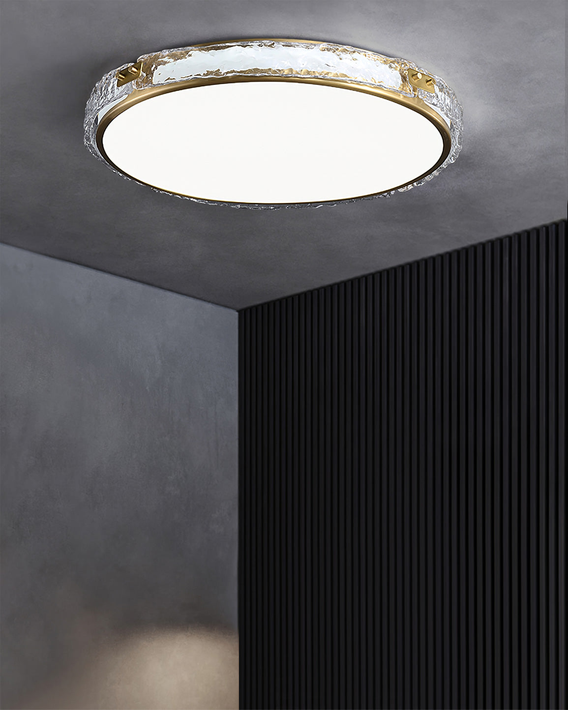 Éclairage de Plafond Luxe - Verre Clair et Finition Dorée