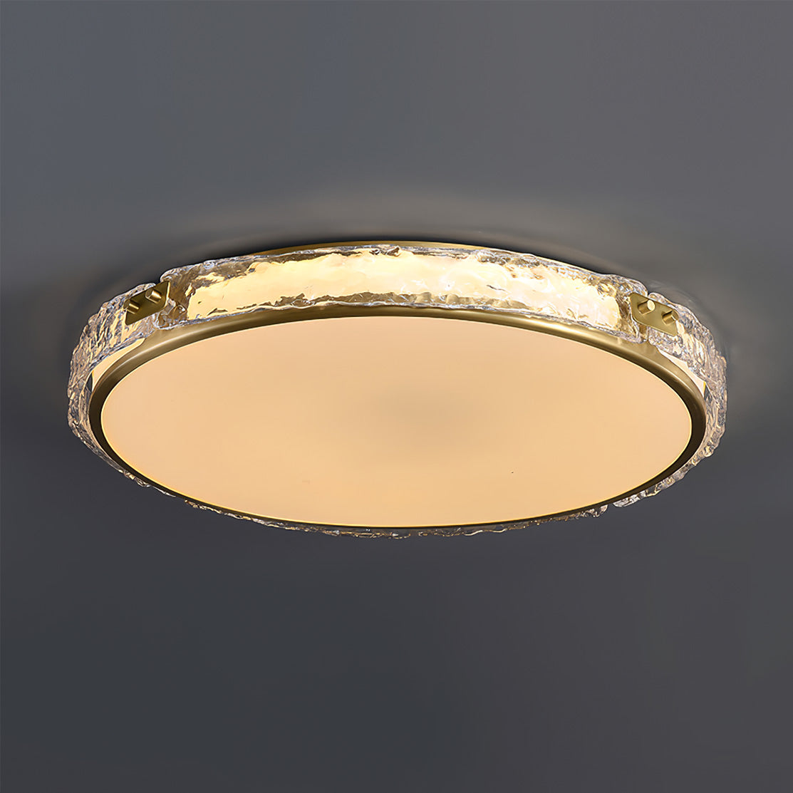 Éclairage de Plafond Luxe - Verre Clair et Finition Dorée