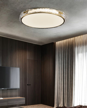 Éclairage de Plafond Luxe - Verre Clair et Finition Dorée