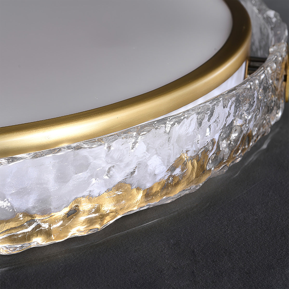 Éclairage de Plafond Luxe - Verre Clair et Finition Dorée