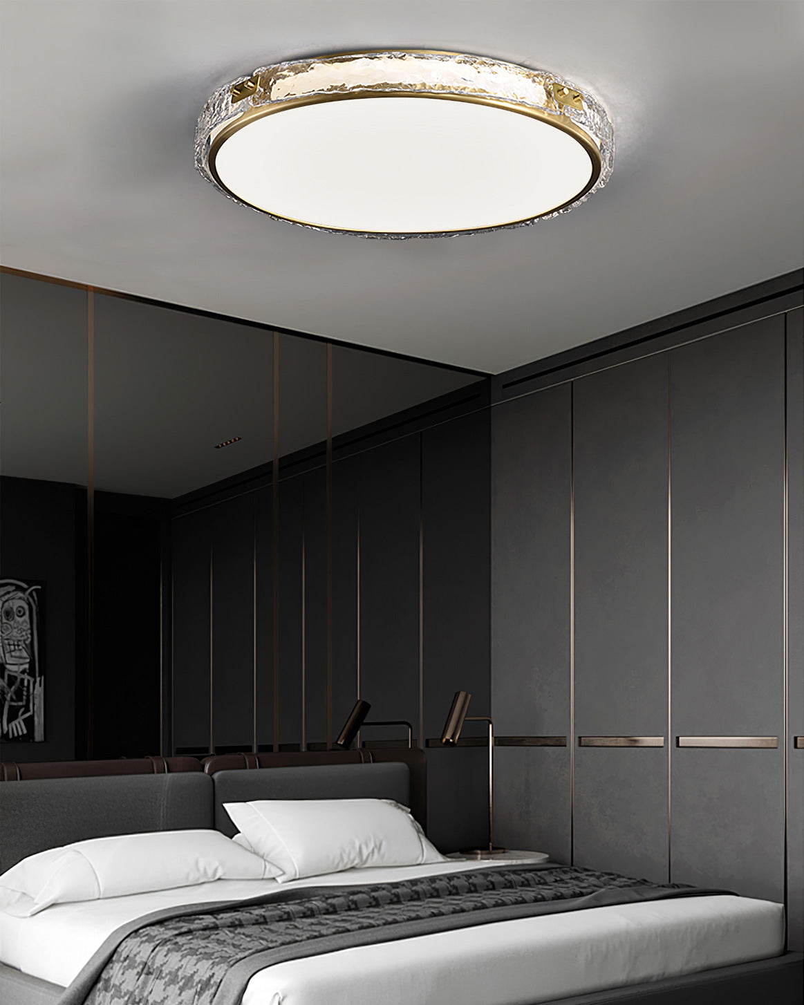 Éclairage de Plafond Luxe - Verre Clair et Finition Dorée