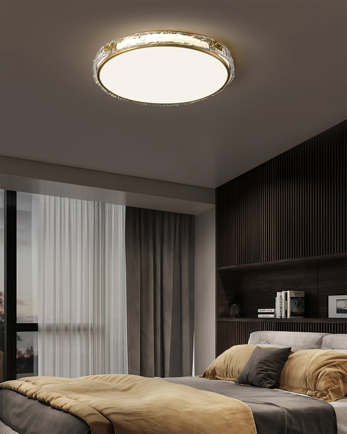 Éclairage de Plafond Luxe - Verre Clair et Finition Dorée