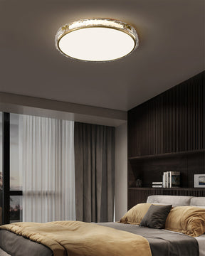 Éclairage de Plafond Luxe - Verre Clair et Finition Dorée