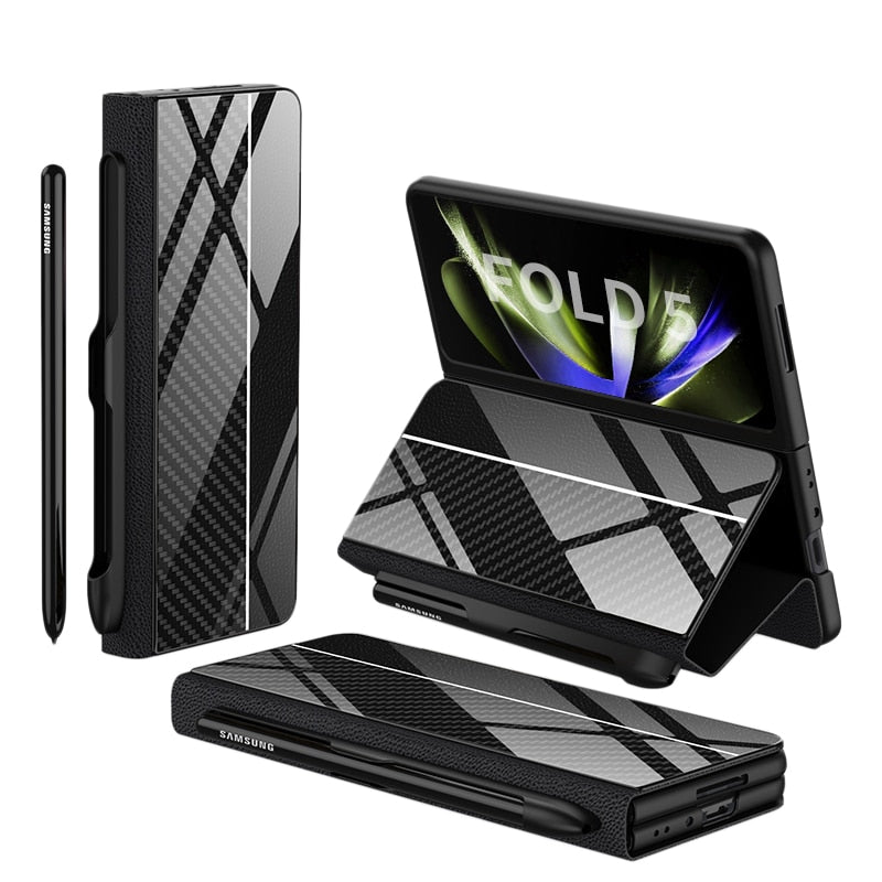 Étui en Cuir Antichoc pour Galaxy Z Fold - Protection Ultime avec Support et Emplacement pour Cartes