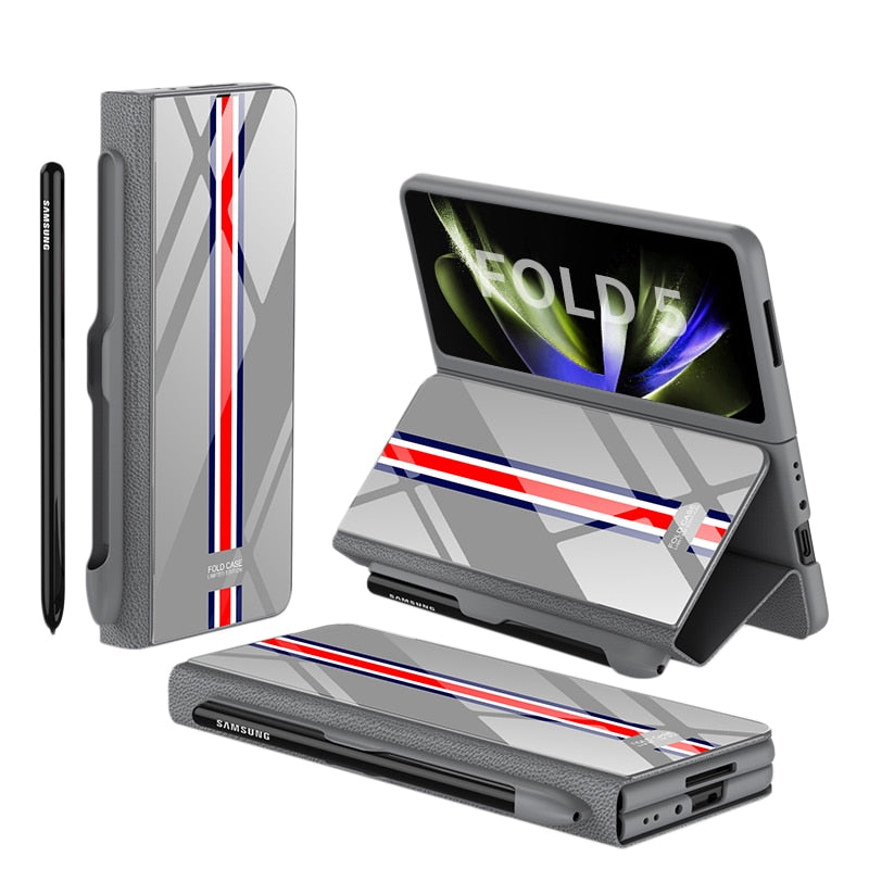 Étui en Cuir Antichoc pour Galaxy Z Fold - Protection Ultime avec Support et Emplacement pour Cartes