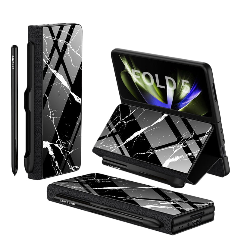Étui en Cuir Antichoc pour Galaxy Z Fold - Protection Ultime avec Support et Emplacement pour Cartes