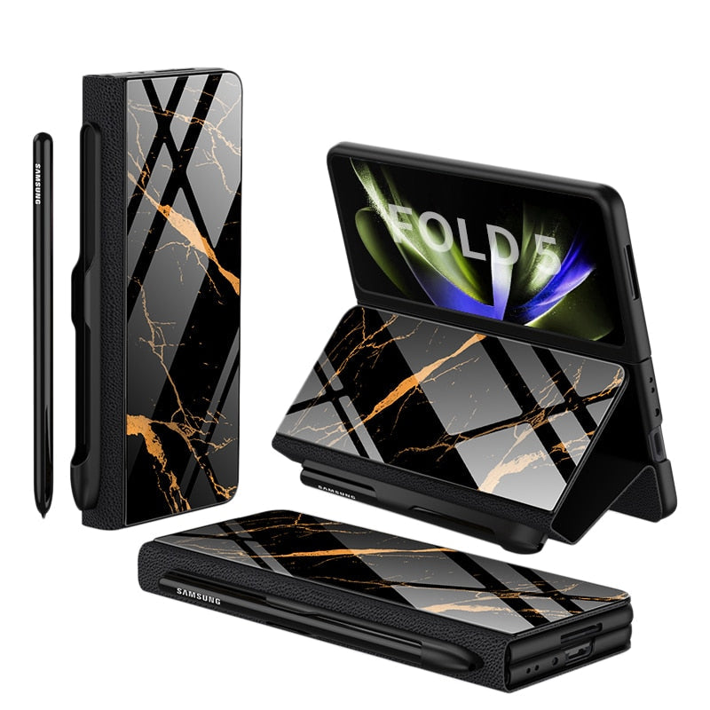 Étui en Cuir Antichoc pour Galaxy Z Fold - Protection Ultime avec Support et Emplacement pour Cartes