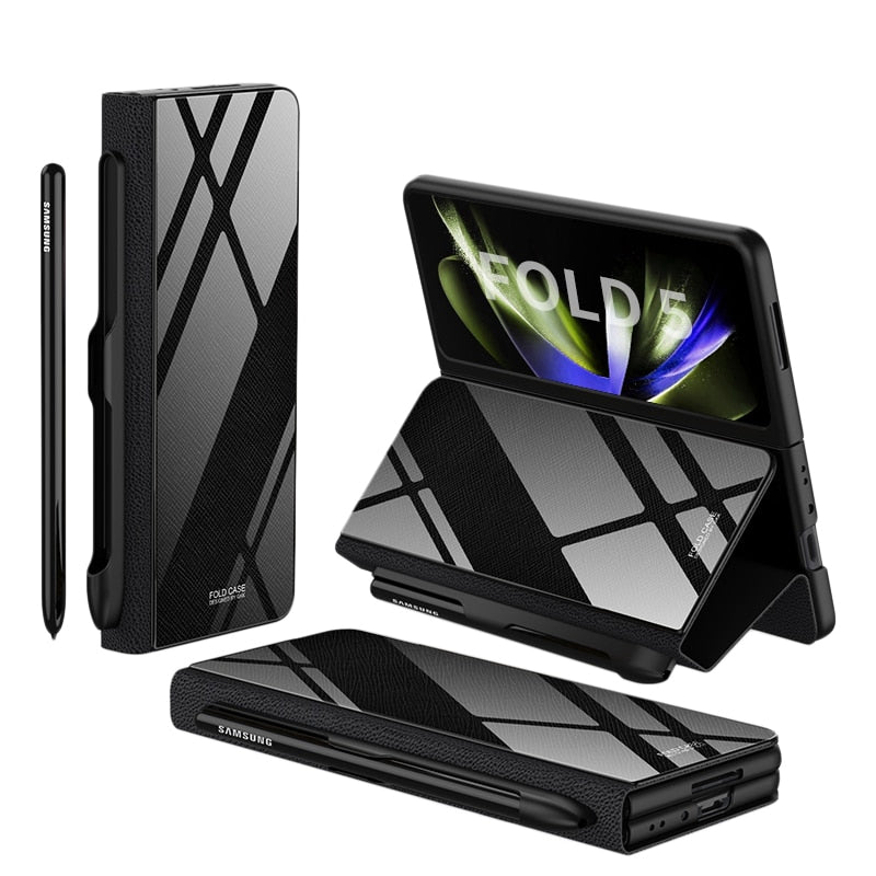 Étui en Cuir Antichoc pour Galaxy Z Fold - Protection Ultime avec Support et Emplacement pour Cartes