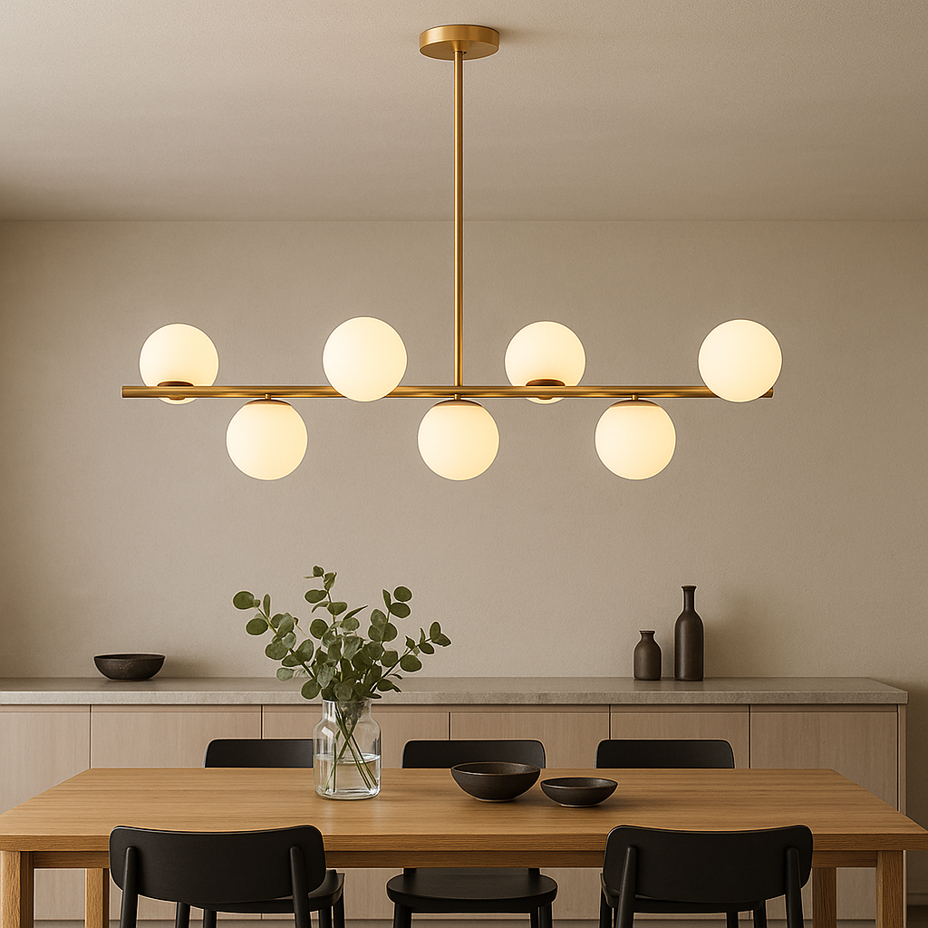 Lustre Doré pour Salle à Manger - Élégance et Atmosphère Chaleureuse